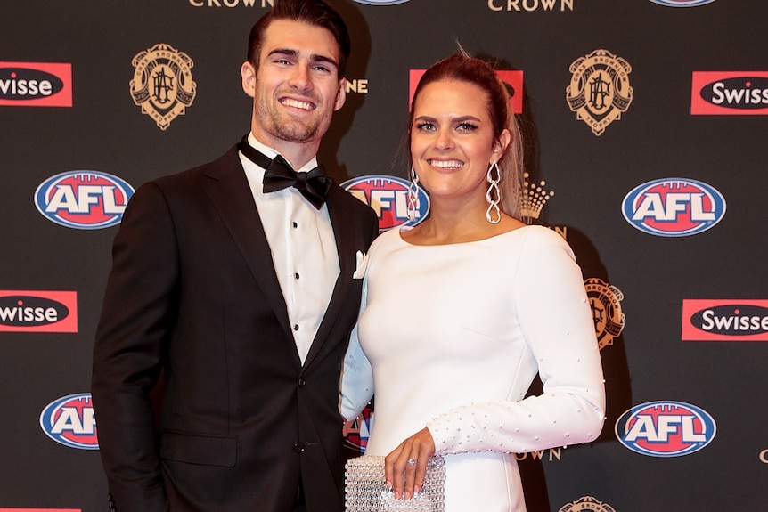 Easton Wood and Tiffany Sayers attends 2018 Brownlow Medal.