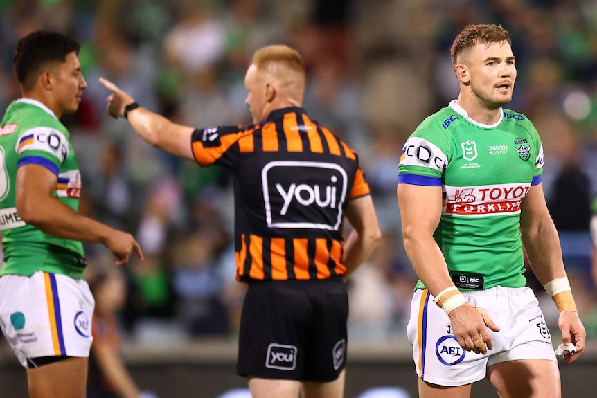 Hudson Young sent to the sin-bin against Cronulla.