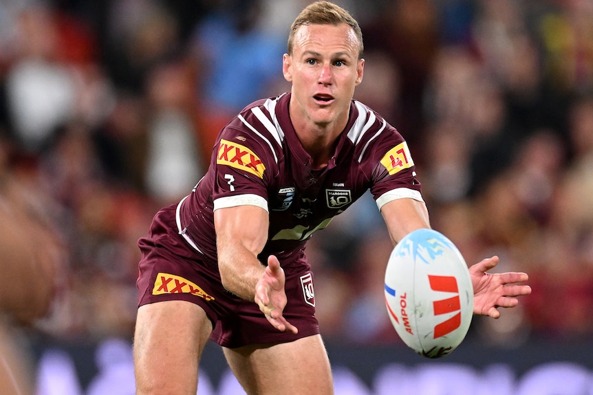 Daly Cherry-Evans passes the ball for Queensland during State of Origin I.