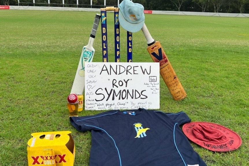 A shrine in memory of&nbsp;Andrew Symonds, put together by the Gold Coast Dolphins Cricket Club.