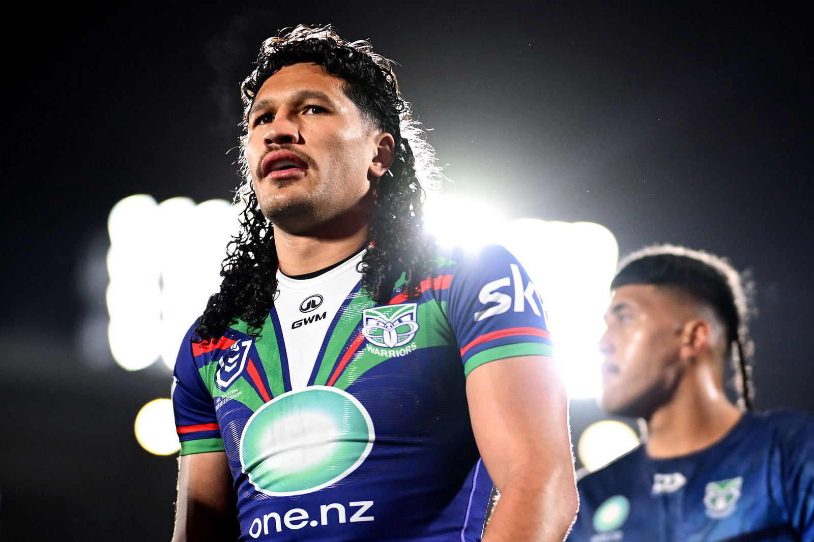  Dallin Watene-Zelezniak of the Warriors looks on during the round 22 NRL match between New Zealand Warriors and Dolphins