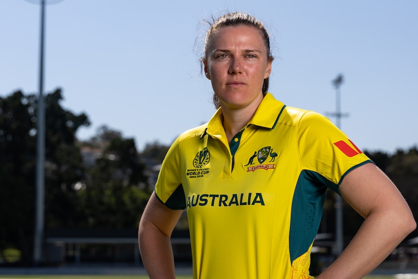 Tahlia McGrath poses for a photo during the Australia squad announcement for the ICC Women's World Cup