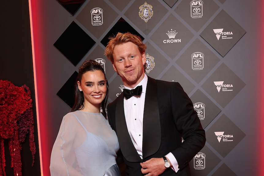 Swans captain Callum Mills and wife Tiffany Mills. 