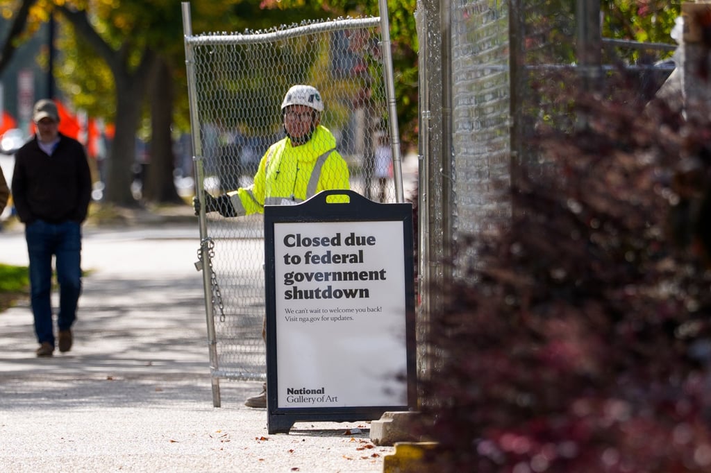 A sign indicates the closure of the National Gallery of Art in Washington on Friday due to the US government shutdown. Photo: EPA