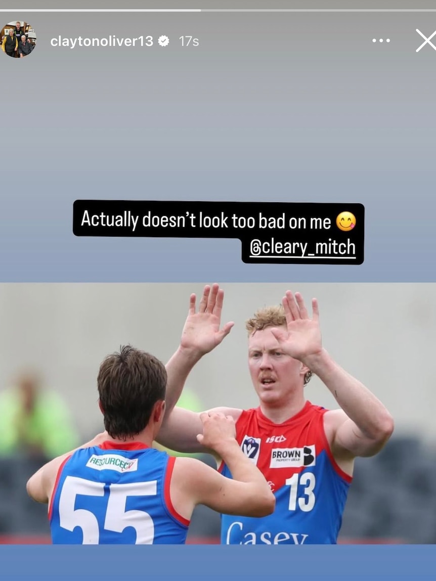 A screenshot of a Clayton Oliver Instagram post.
