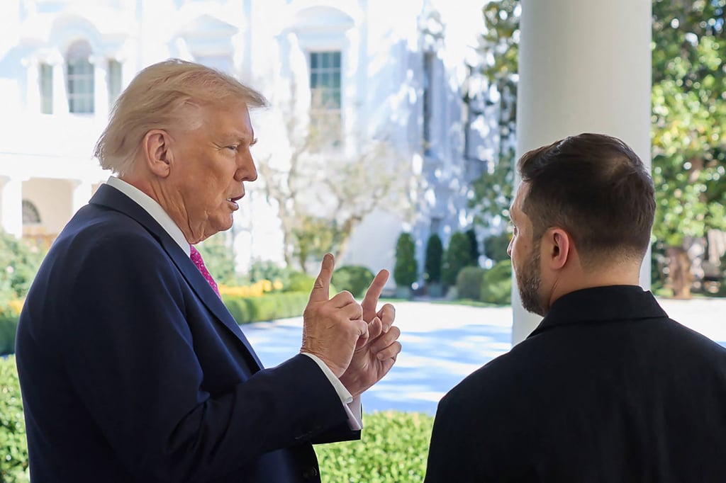 US President Donald Trump (left) speaks with Ukraine’s President Volodymyr Zelensky at the White House on Friday. Photo: Ukrainian Presidential Press Service via AFP
