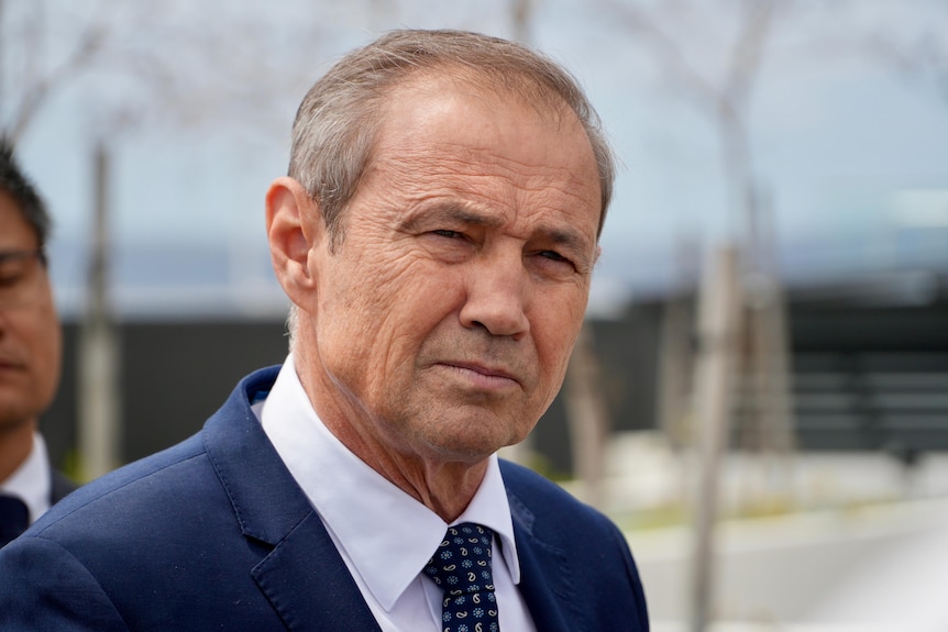 WA Premier Roger Cook with a very serious expression on his face. 