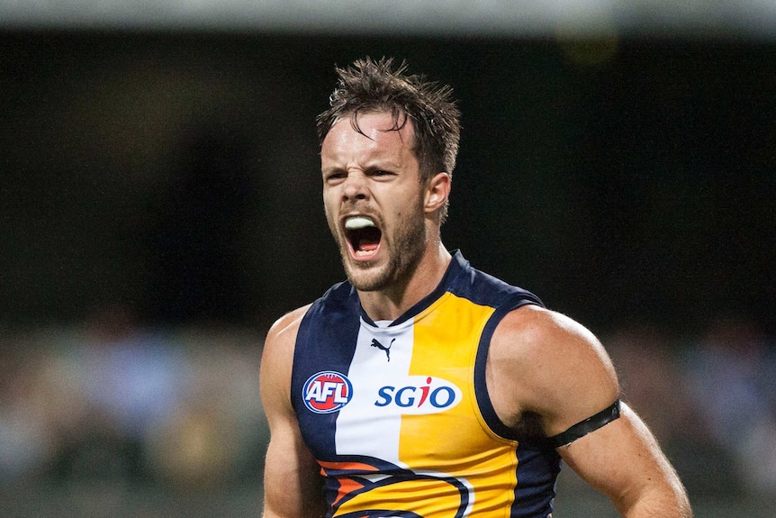 Mitchell Brown pumps his fist