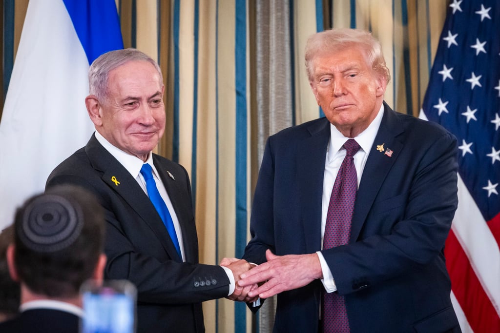 US President Donald Trump (right) unveiled the plan alongside Israeli Prime Minister Benjamin Netanyahu earlier this week at the White House. Photo: EPA US President Donald Trump (right) unveiled the plan alongside Israeli Prime Minister Benjamin Netanyahu earlier this week at the White House. Photo: EPA