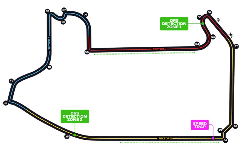 An Illustration of the street circuit that will host the 2025 Formula 1 Las Vegas Grand Prix.