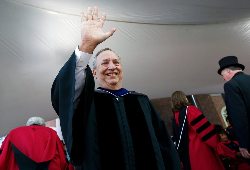 Former Harvard University president Larry Summers waves during Harvard commencement exercises in May 2018. Photo: AP Former Harvard University president Larry Summers waves during Harvard commencement exercises in May 2018. Photo: AP