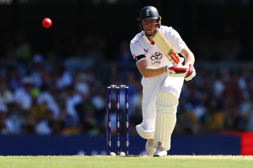 Zak Crawley fends into the off side