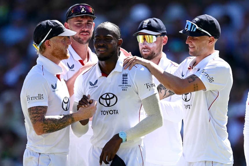 Jofra Archer is congratulated
