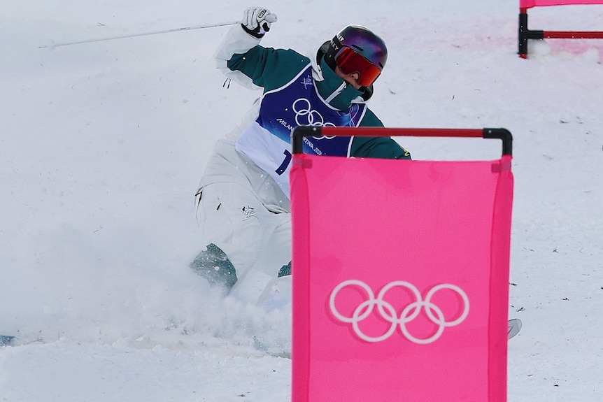 Jakara Anthony comes off course at Winter Olympics.