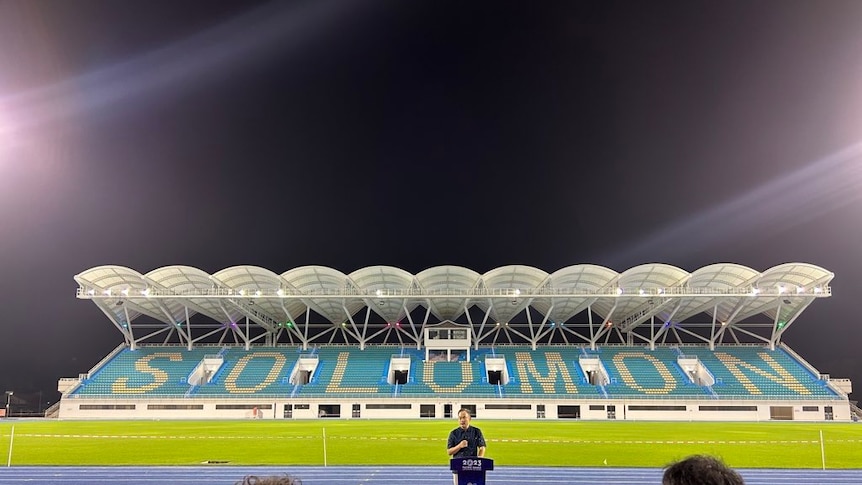 A football stadium in the Solomon Islands.