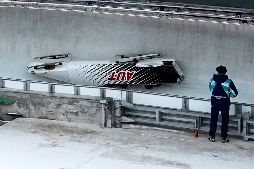 Austria crashes in bobsleigh event at the 2026 Winter Olympics.