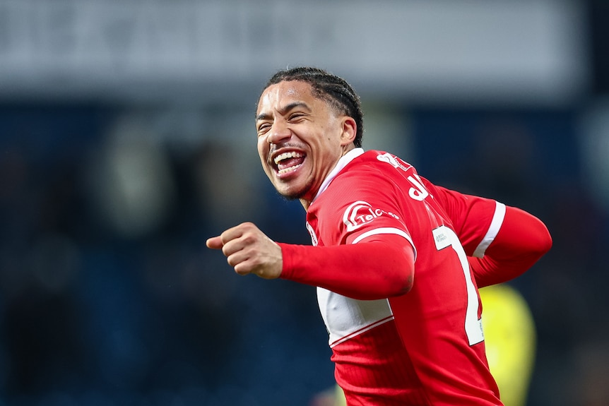 sam silvera celebrates a goal for middlesbrough
