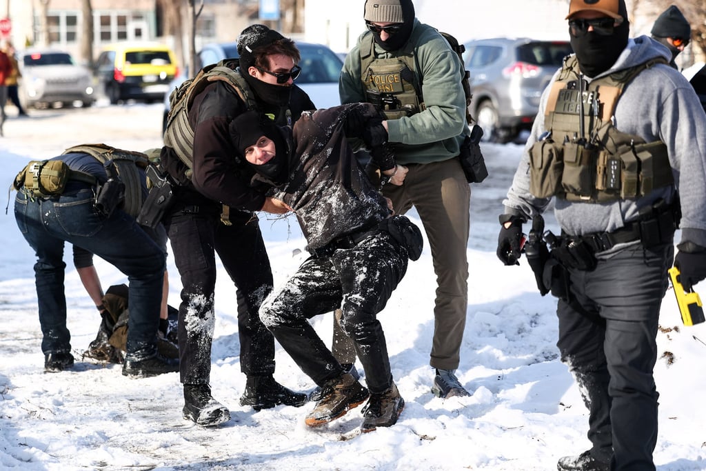 Federal agents detain a protester in Minneapolis on February 3, 2026. Photo: AFP