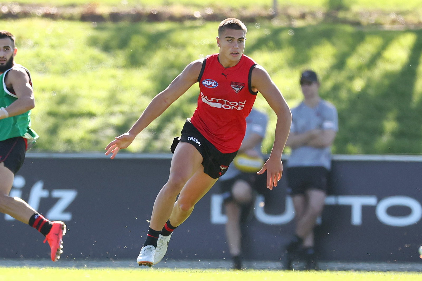 Sullivan Robey at a Bombers' training session.