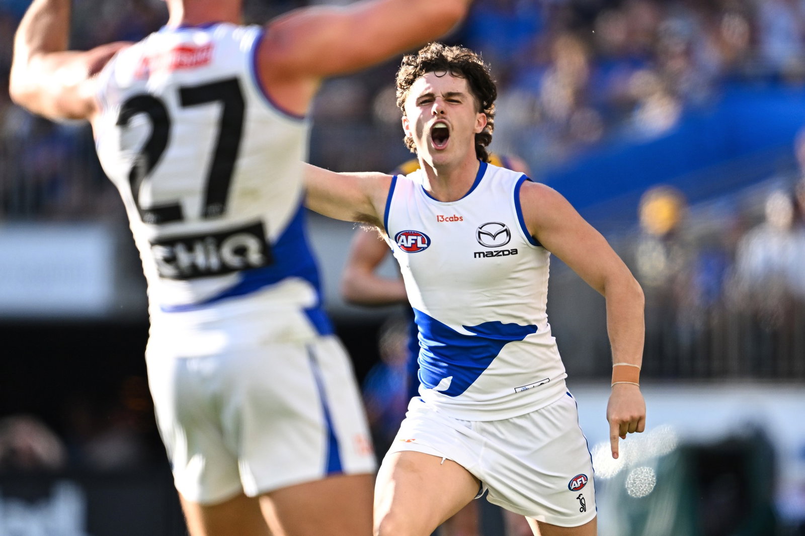 Lachy Dovaston celebrates a goal.