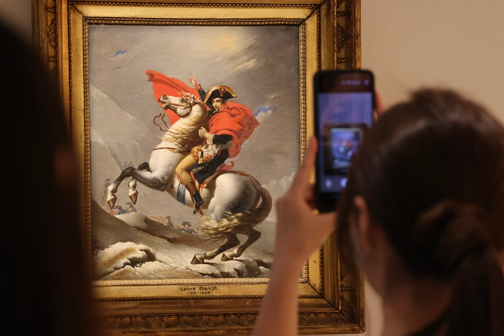 Jean-Baptiste Mauzaisse’s painting of Napoleon crossing the Alps is on display at an exhibition by Sotheby’s in Central, Hong Kong, in May 2025. Photo: Jelly Tse