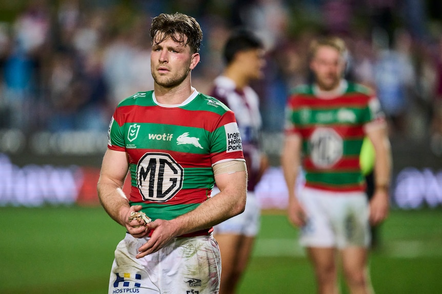 Jai Arrow looks on during a South Sydney game