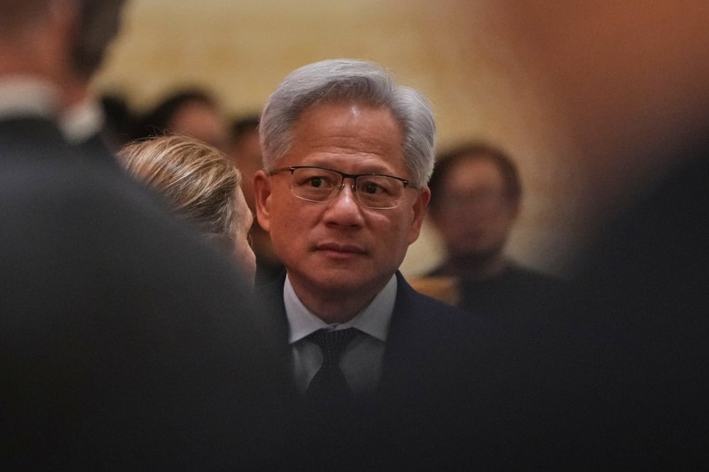 Nvidia CEO Jensen Huang prior to a state dinner with President Donald Trump and President Xi Jinping in Beijing on Thursday. Photo: AP