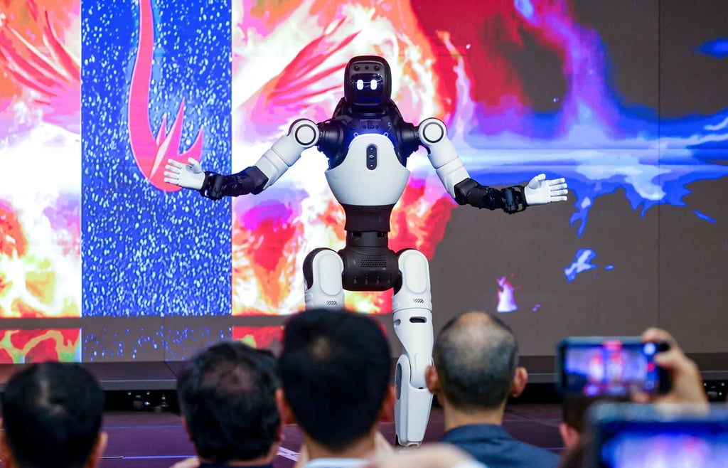 A robot performance at the launch of HKGAI V3 model in Hong Kong on Wednesday. Photo: Dickson Lee A robot performance at the launch of HKGAI V3 model in Hong Kong on Wednesday. Photo: Dickson Lee
