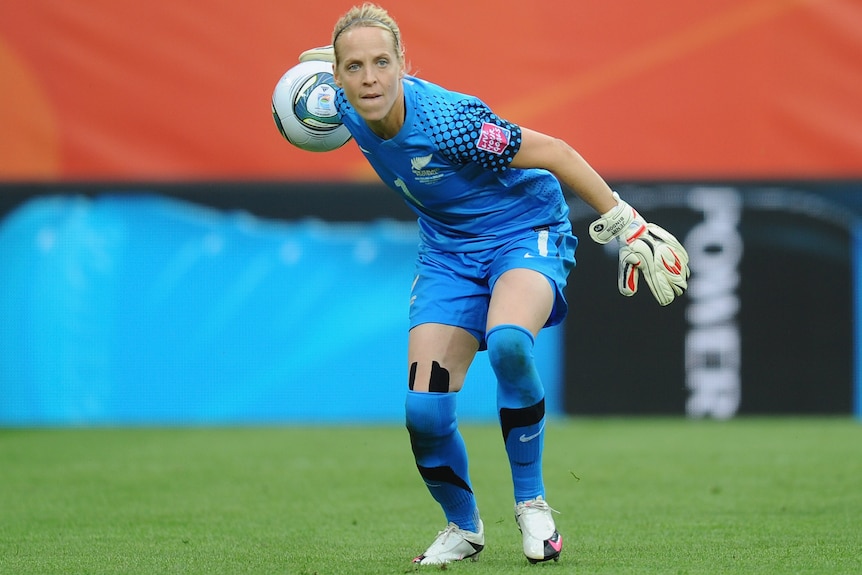 Jenny Bindon playing for New Zealand during the 2011 Women's World Cup.