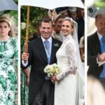 Watch: A veil, gowns and umbrellas at a rainy royal wedding