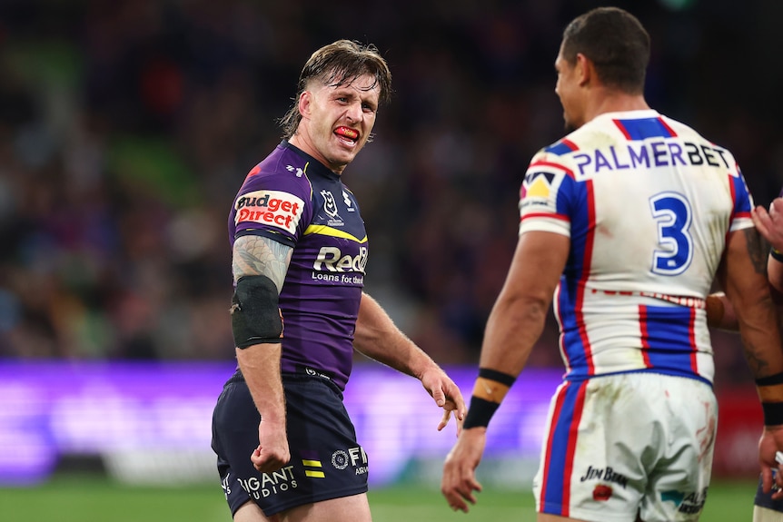 Cameron Munster yells at an opponent during a match