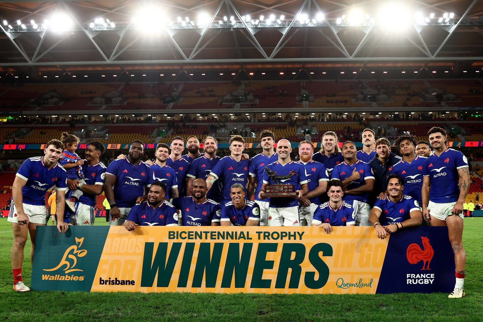 France celebrates beating Australia.