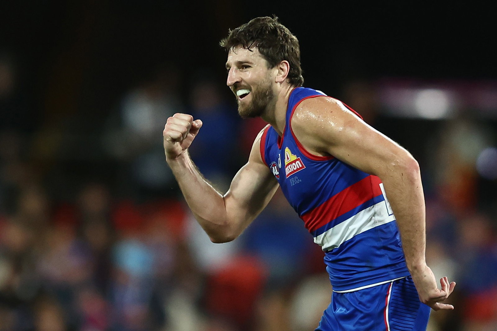 Marcus Bontempelli pumps a fist.
