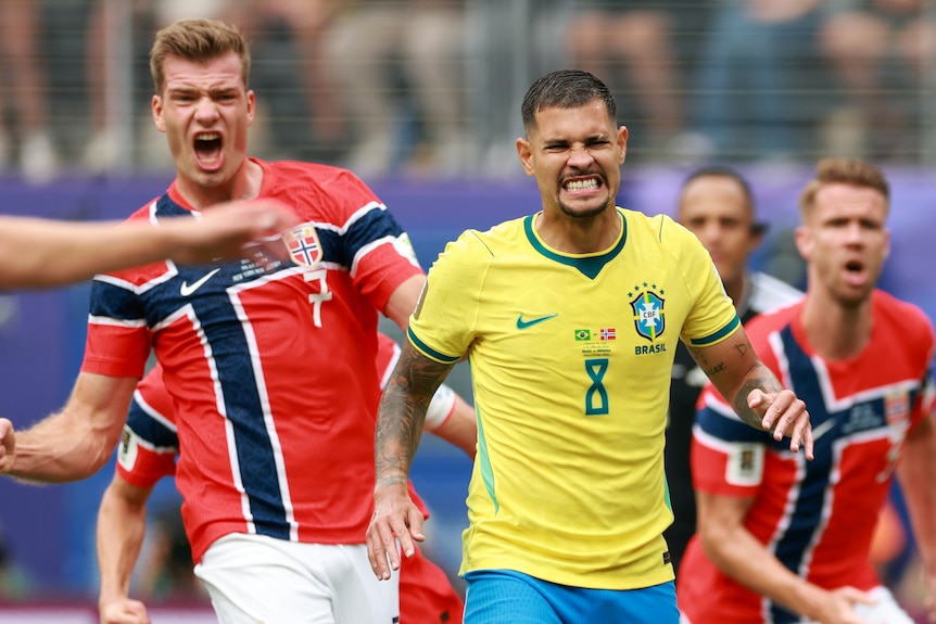 Bruno Guimaraes grimaces after missing a penalty