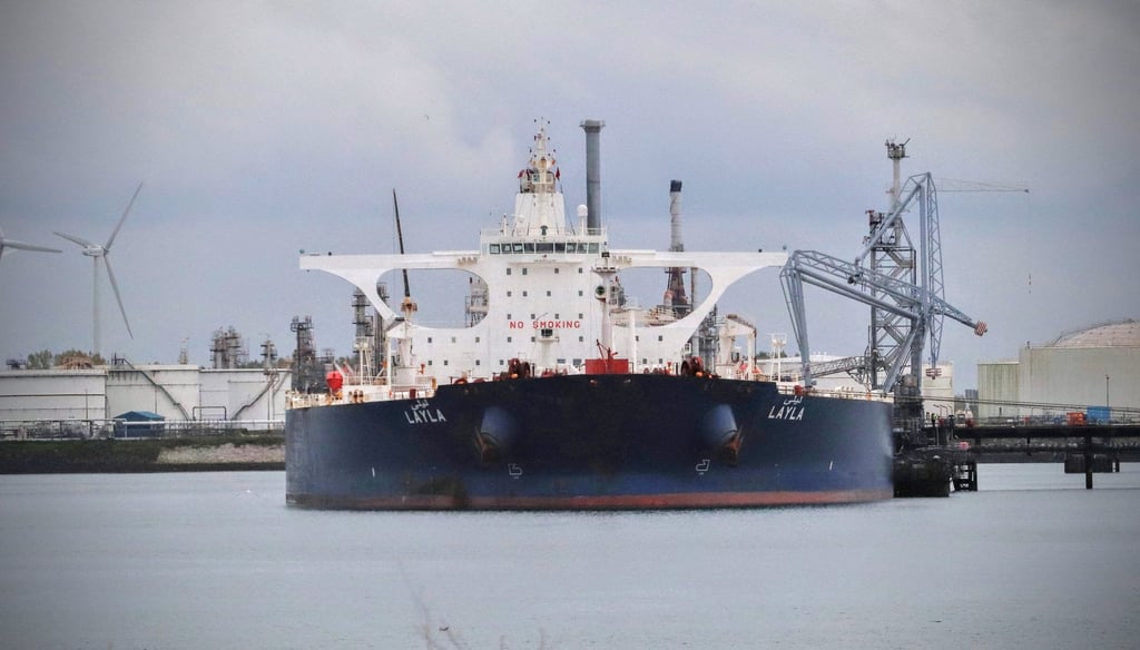 The oil tanker Layla is seen in Rotterdam, the Netherlands, in October 2020. Photo: Peter Heiden via Reuters The oil tanker Layla is seen in Rotterdam, the Netherlands, in October 2020. Photo: Peter Heiden via Reuters
