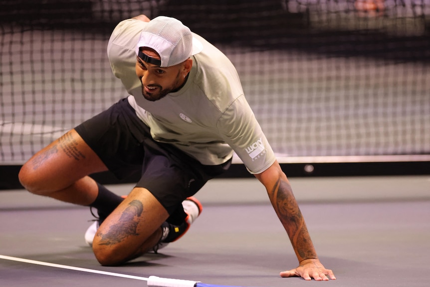 Nick Kyrgios on the ground.