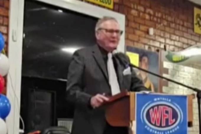 An MC at the Whyalla Football League awards night.