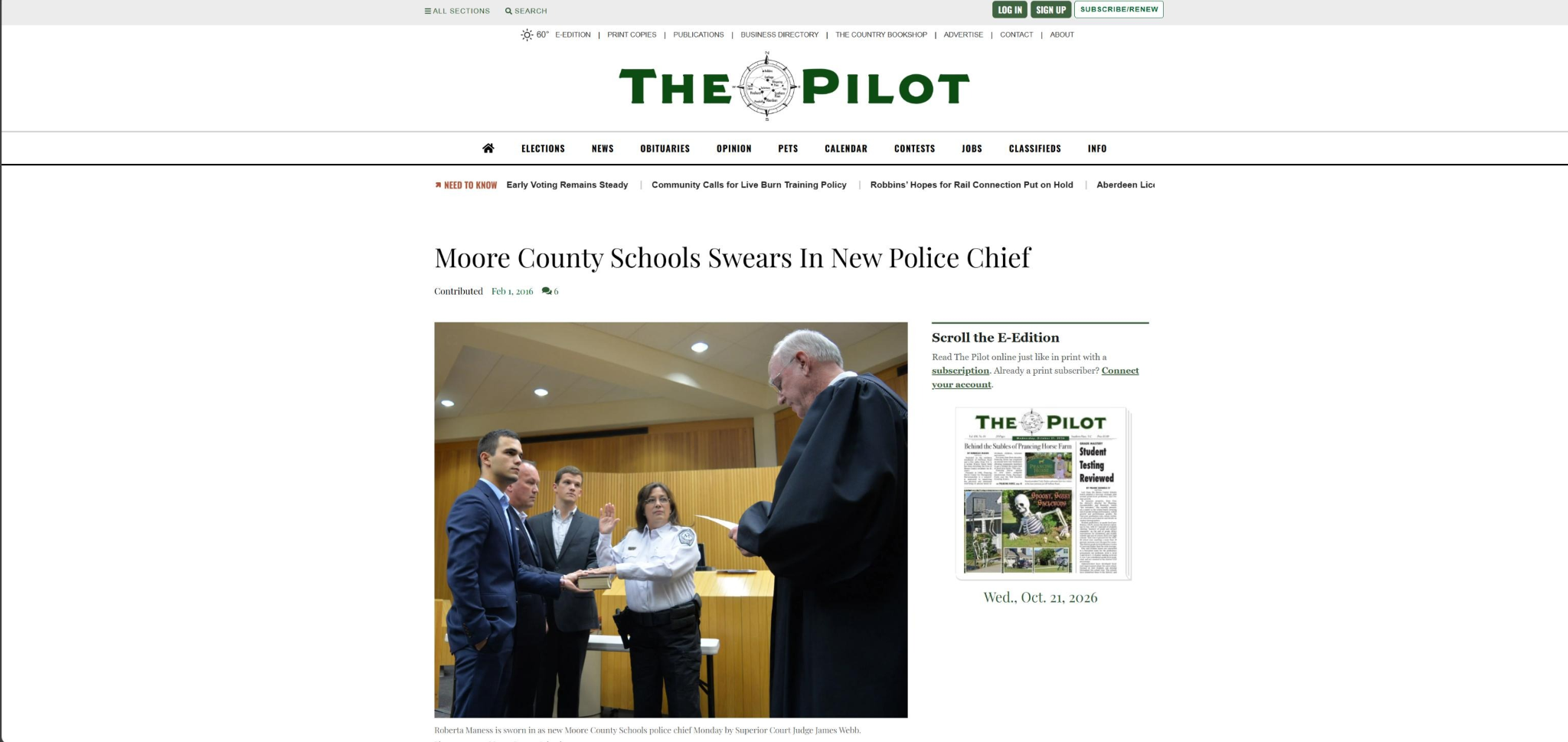 Screenshot of The Pilot 2016 Article