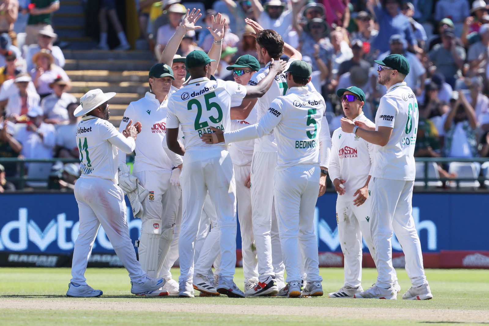 Marco Jansen took two wickets late in the second session to put South Africa back on top.
